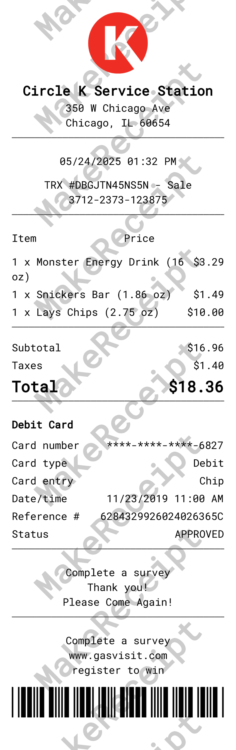 Circle K Receipt preview