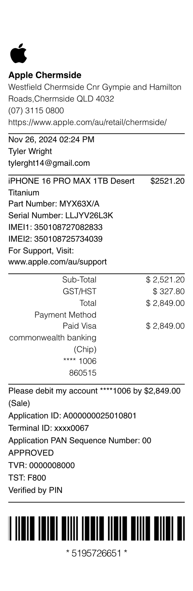 Editable Apple Receipt template preview, free receipt generator