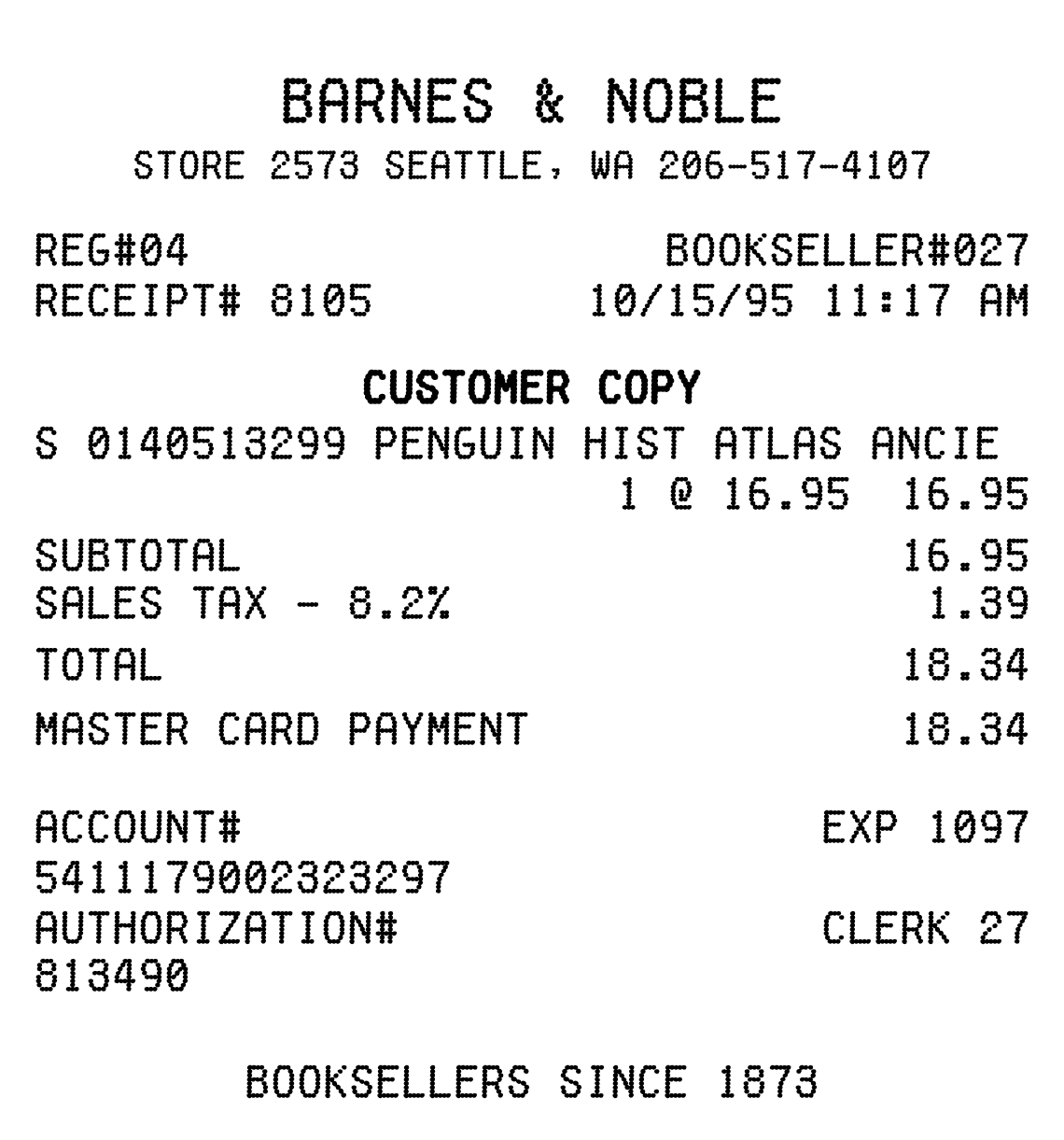 Editable Barnes & Noble Receipt template preview, free receipt generator