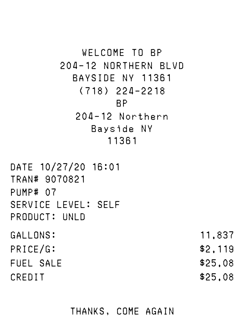 Editable BP Gas Receipt template preview, free receipt generator