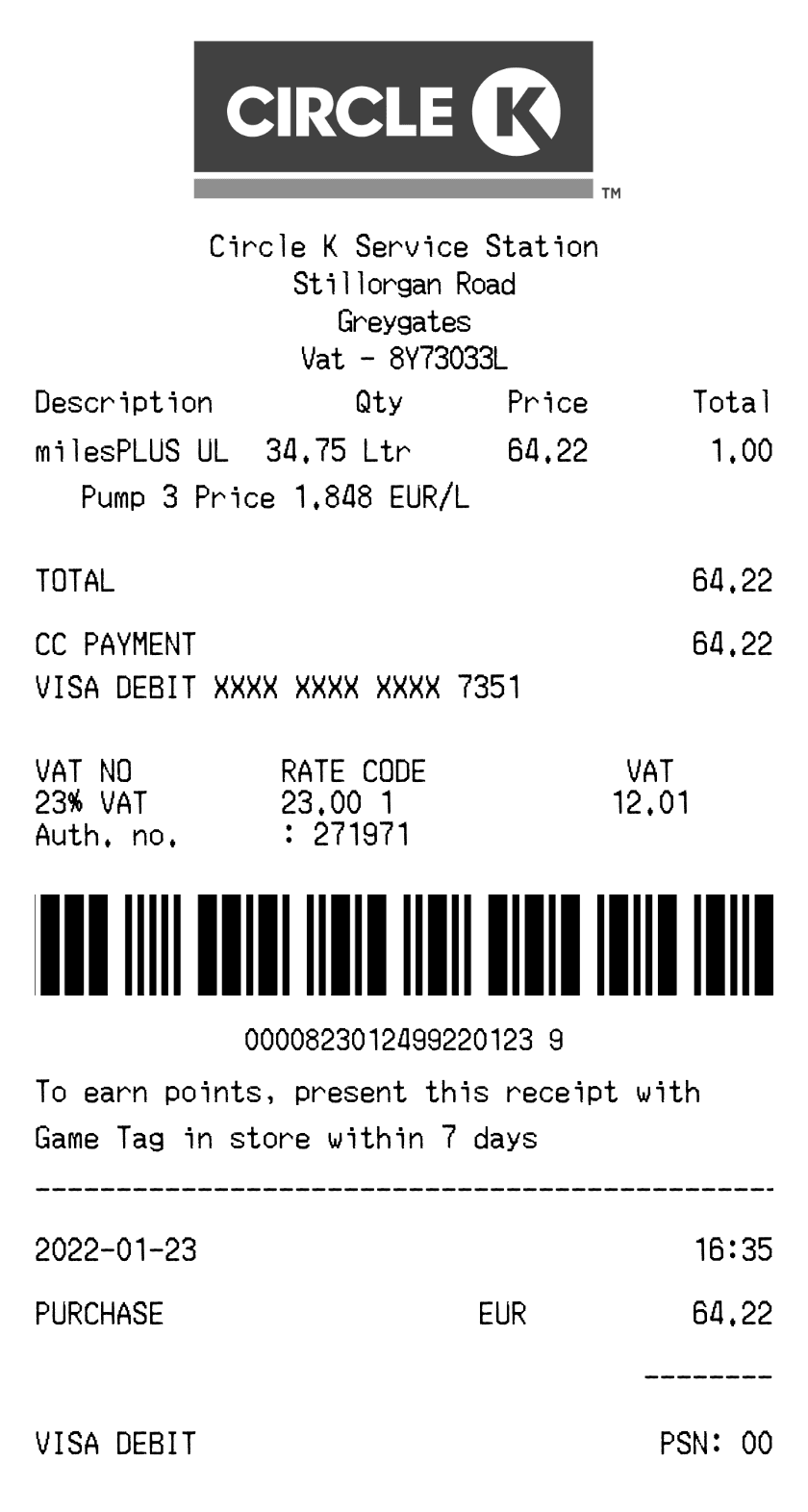 Editable Circle K Receipt template preview, free receipt generator