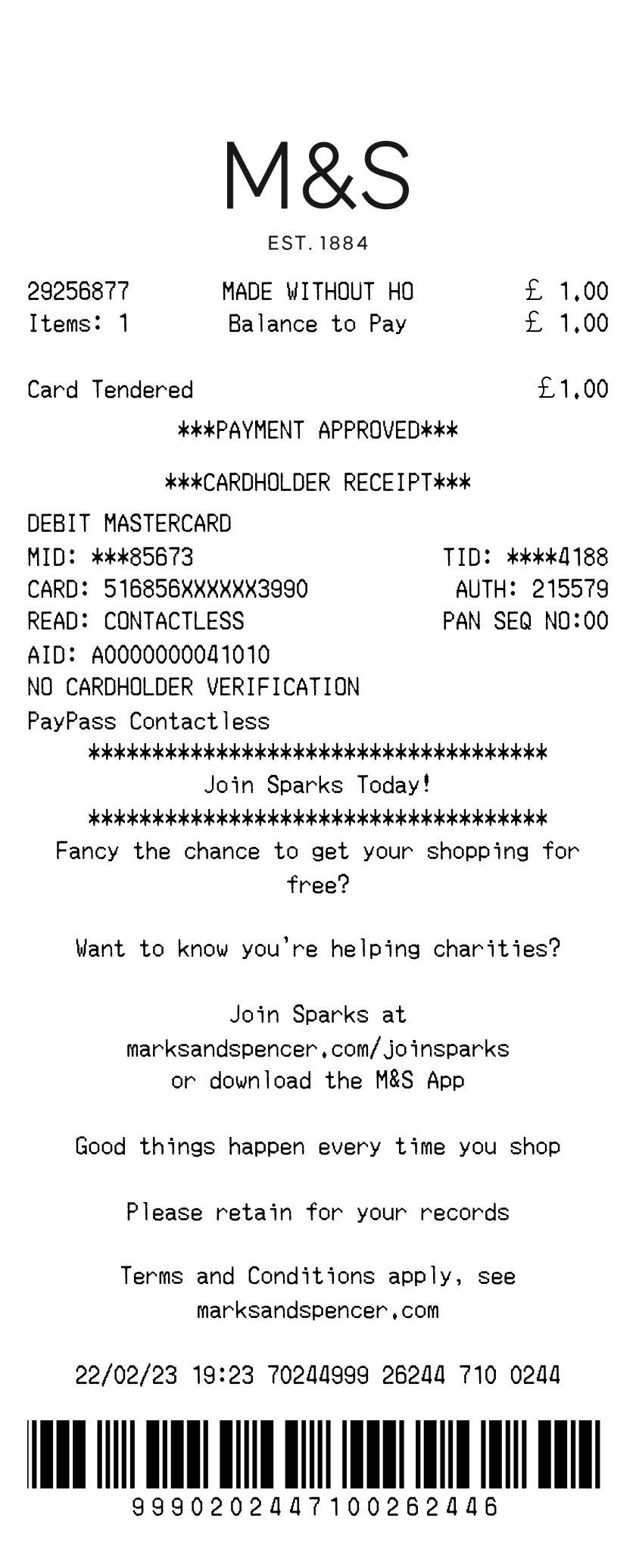 Editable Clothing Receipt template preview, free receipt generator