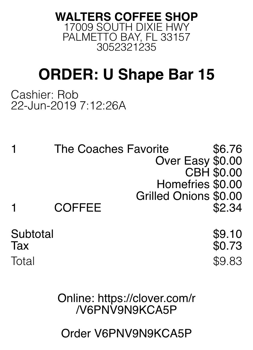Editable Coffee Shop Receipt template preview, free receipt generator
