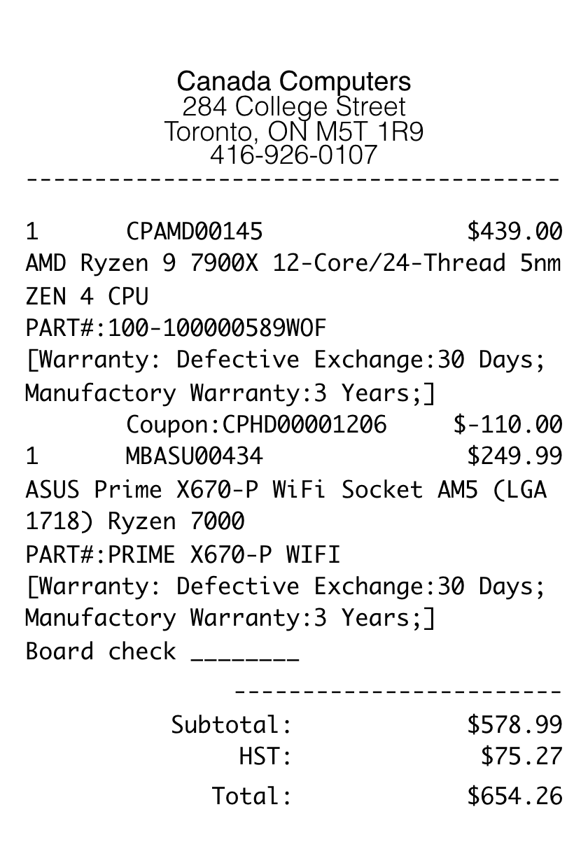 Editable Computer Repair Receipt template preview, free receipt generator