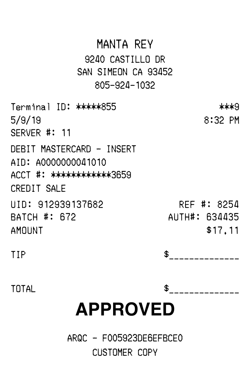 Editable Credit Card Receipt template preview, free receipt generator