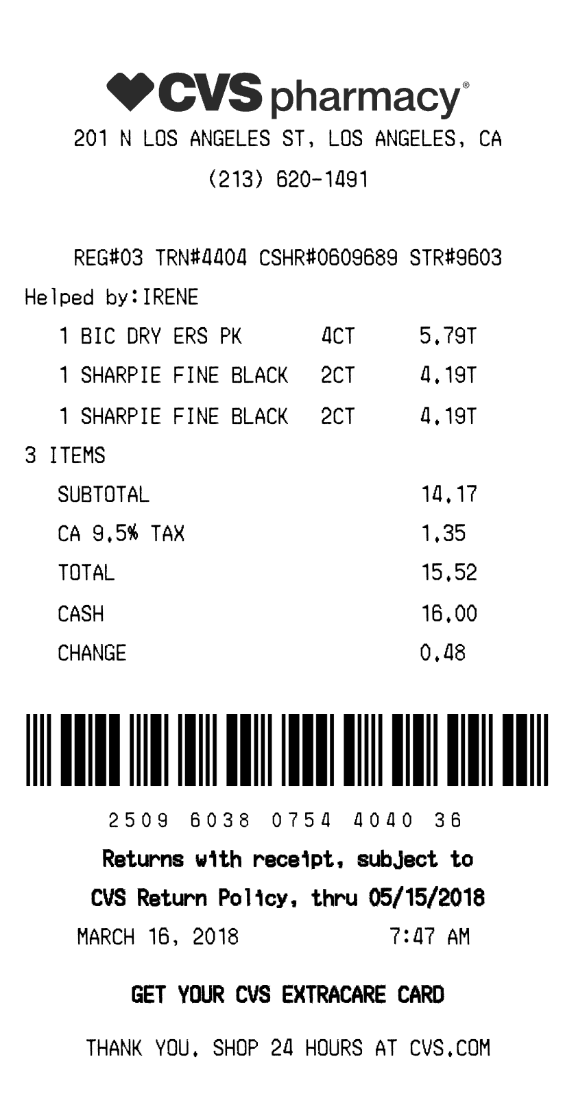 Editable CVS Pharmacy Receipt template preview, free receipt generator