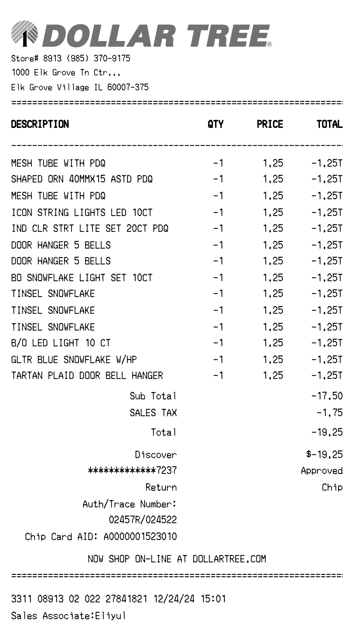 Editable Dollar Tree Receipt template preview, free receipt generator
