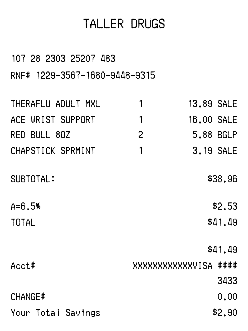 Editable Drug Pharmacy Receipt template preview, free receipt generator