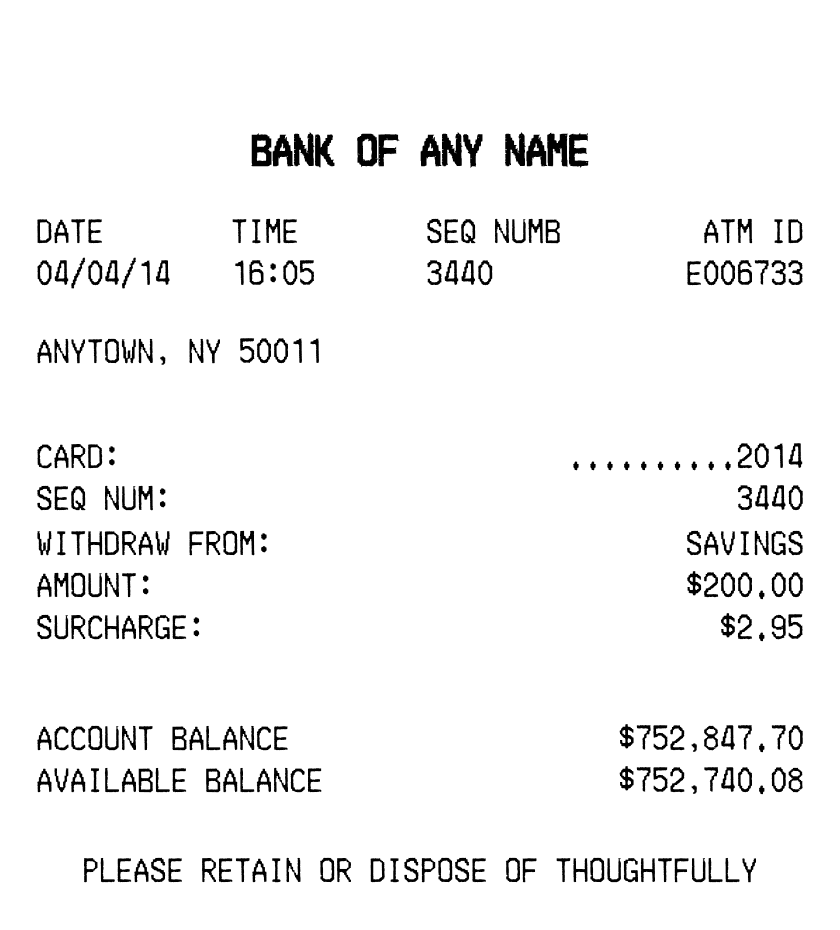 Editable Fake ATM Receipt template preview, free receipt generator