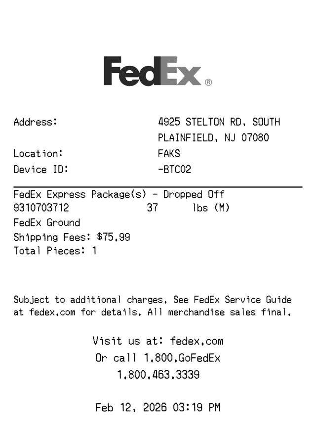 Editable FedEx Receipt template preview, free receipt generator