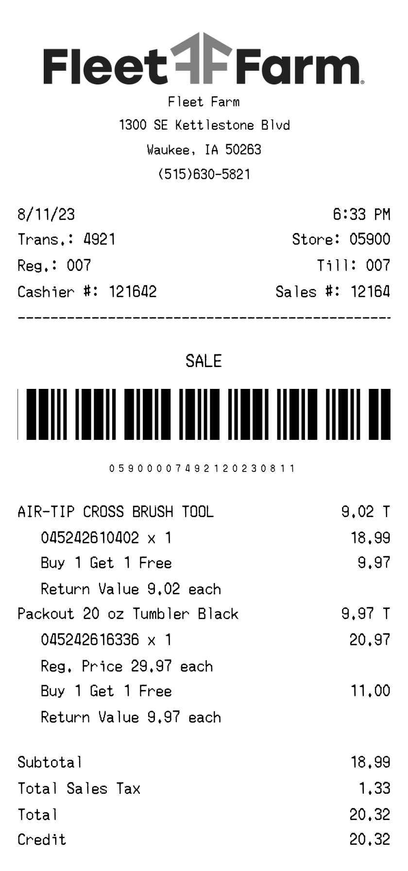 Editable Fleet Farm Receipt template preview, free receipt generator