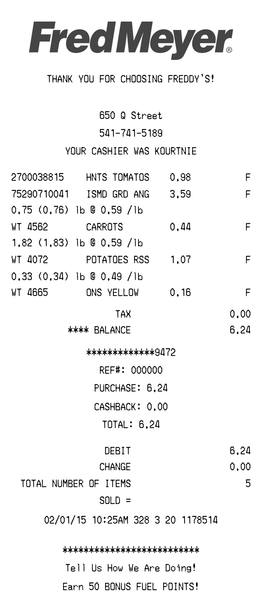 Editable Fred Meyer Receipt template preview, free receipt generator