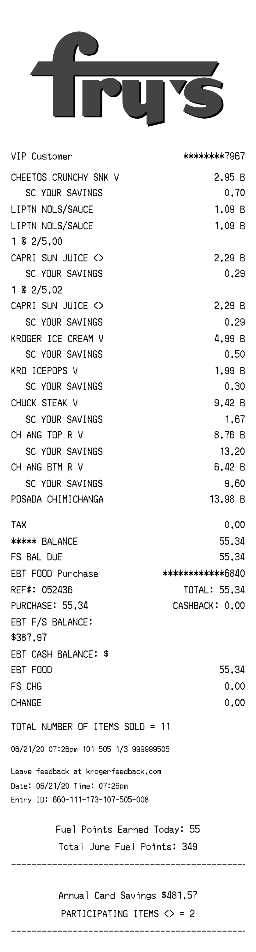 Editable Fry's Receipt template preview, free receipt generator