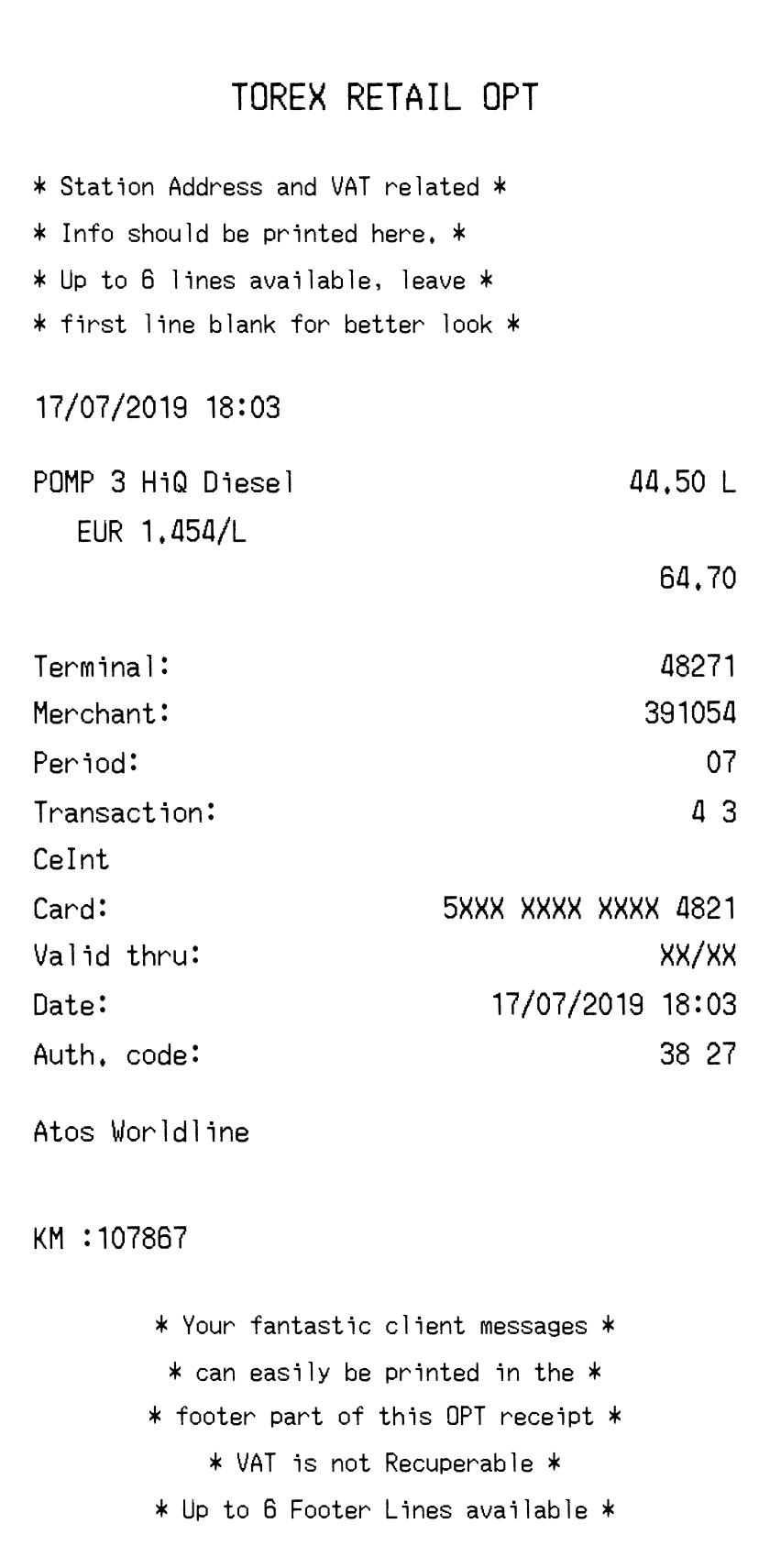 Editable Fuel Gas Receipt template preview, free receipt generator