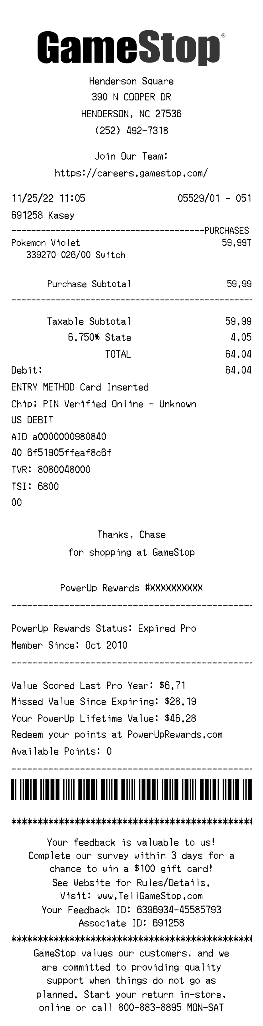 Editable GameStop Receipt template preview, free receipt generator