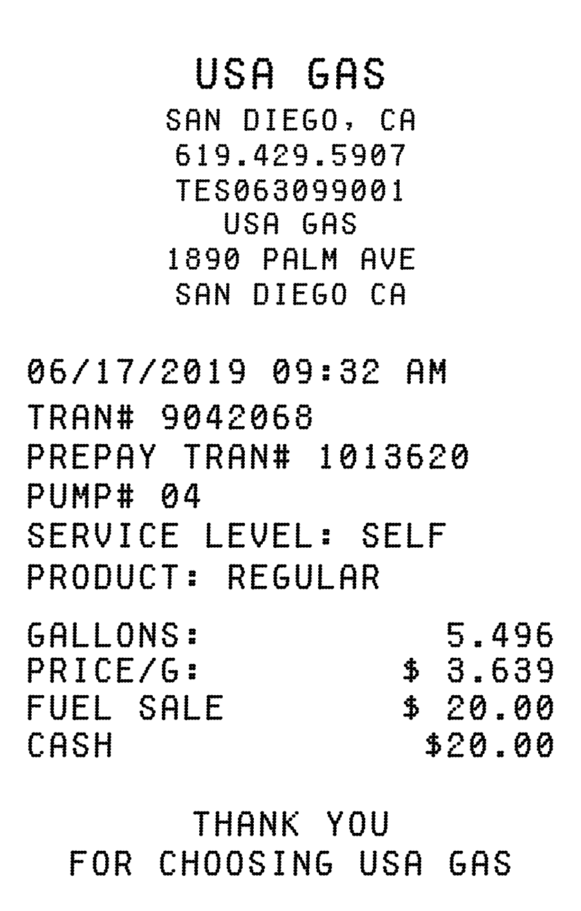Editable Gas Receipt template preview, free receipt generator