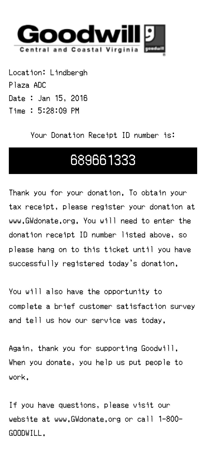 Editable Goodwill Receipt template preview, free receipt generator