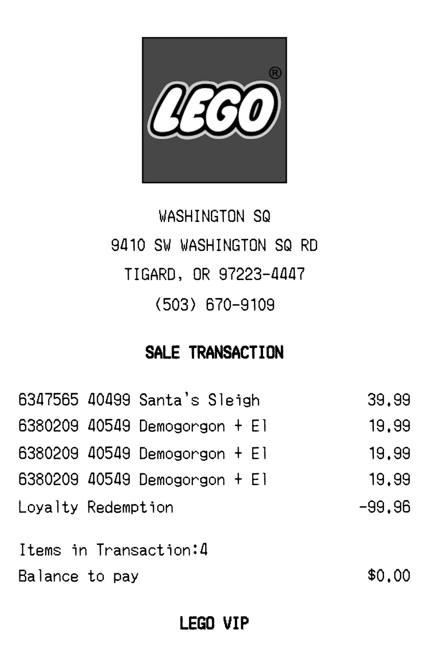 Editable LEGO Receipt template preview, free receipt generator