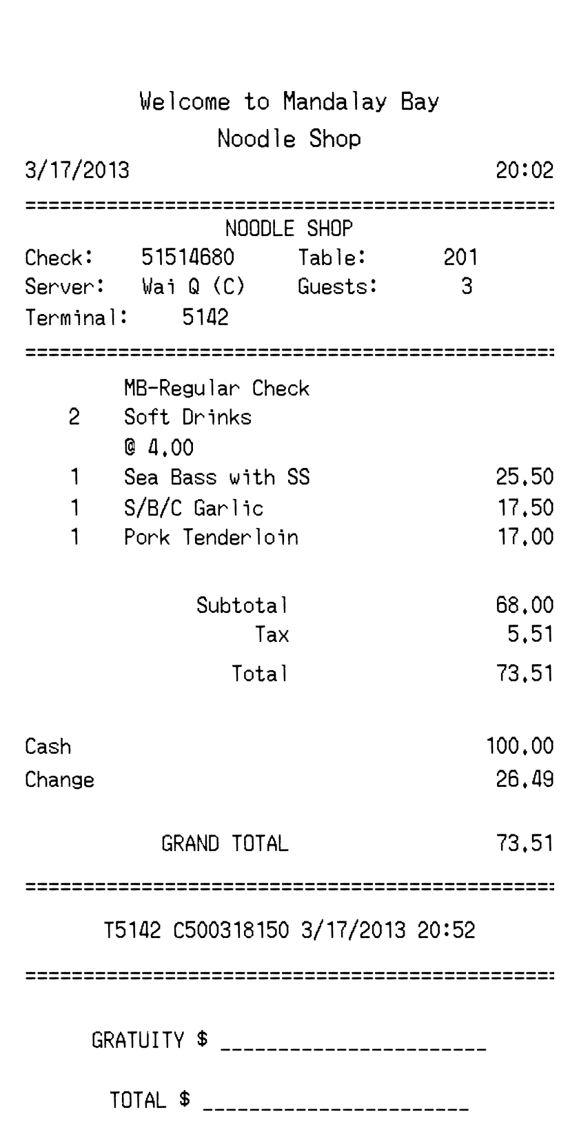 Editable Mandalay Bay Hotel Receipt template preview, free receipt generator