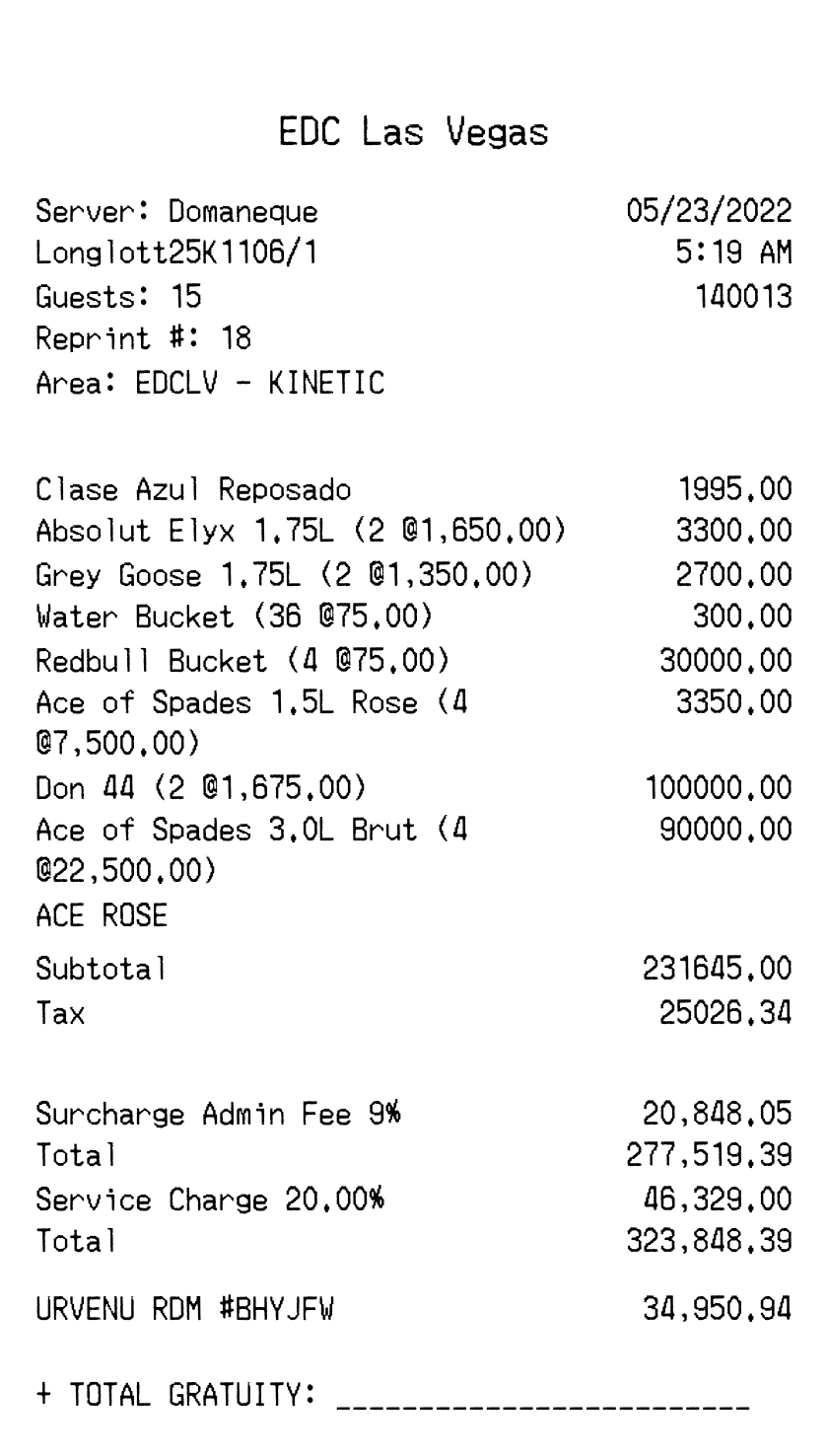 Editable Night Club Receipt template preview, free receipt generator