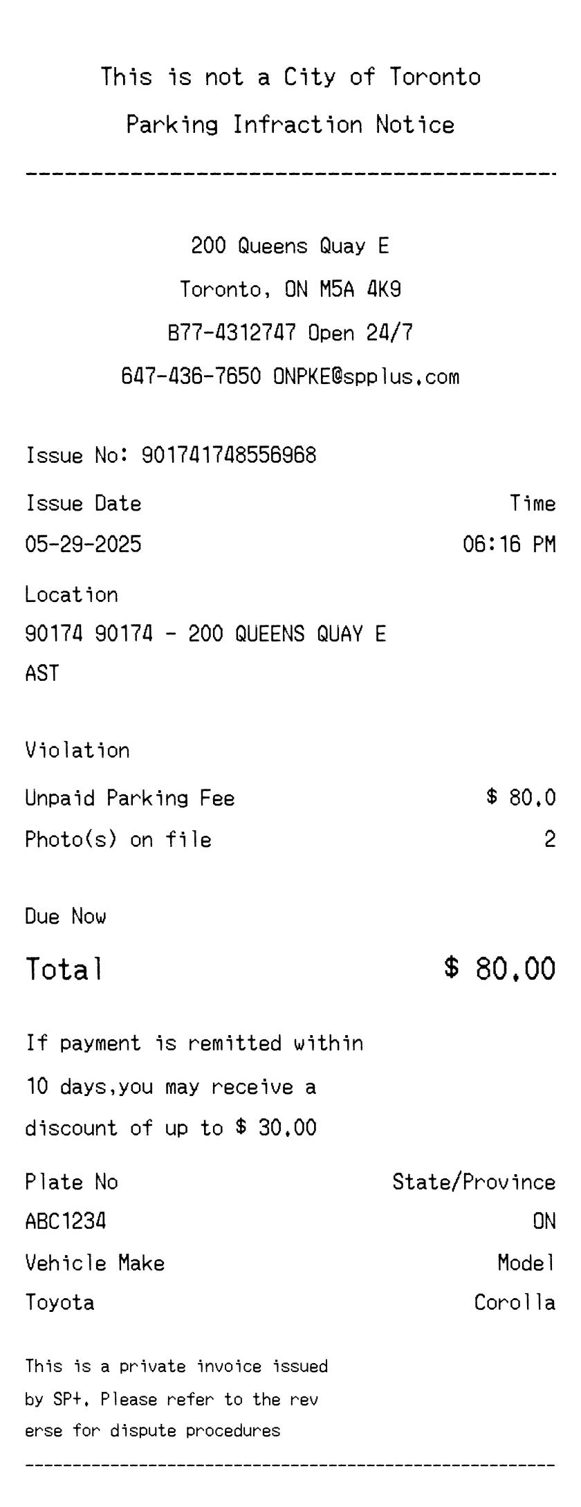 Editable Parking Lot Receipt template preview, free receipt generator