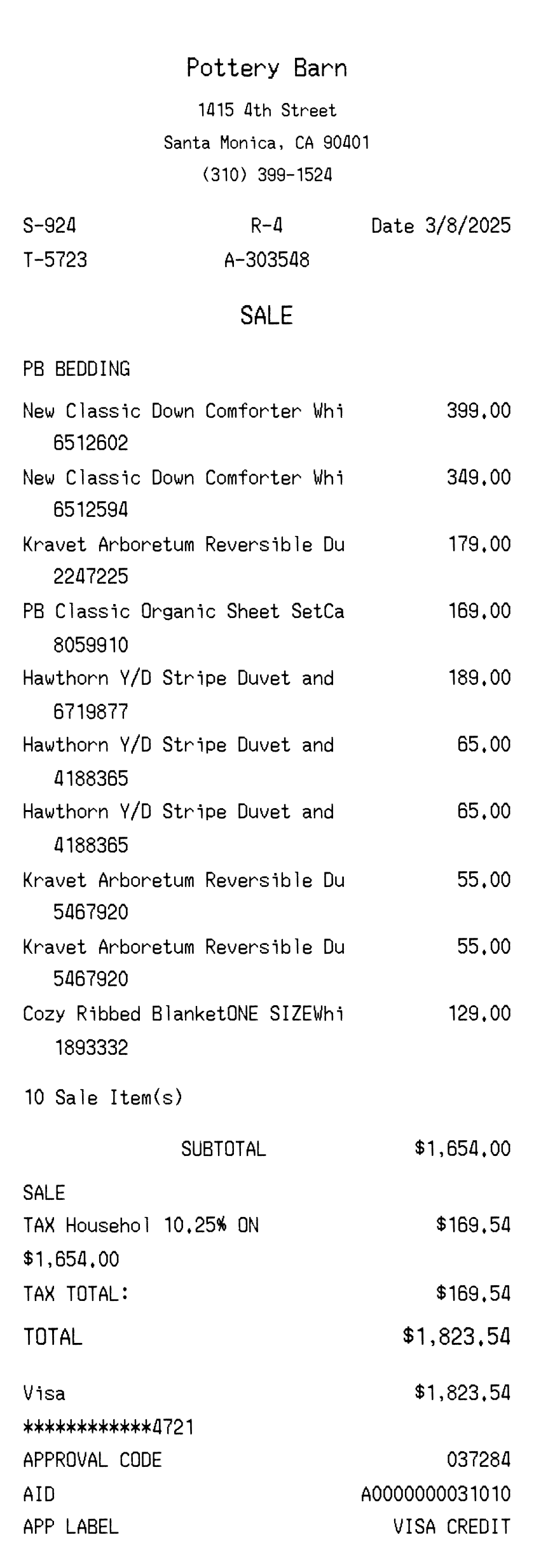Editable Pottery Barn Receipt template preview, free receipt generator