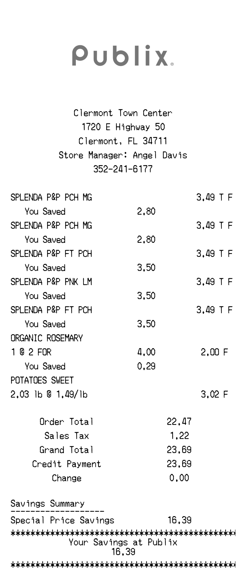Editable Publix Receipt template preview, free receipt generator