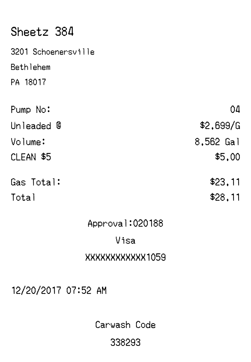 Editable Sheetz Receipt template preview, free receipt generator