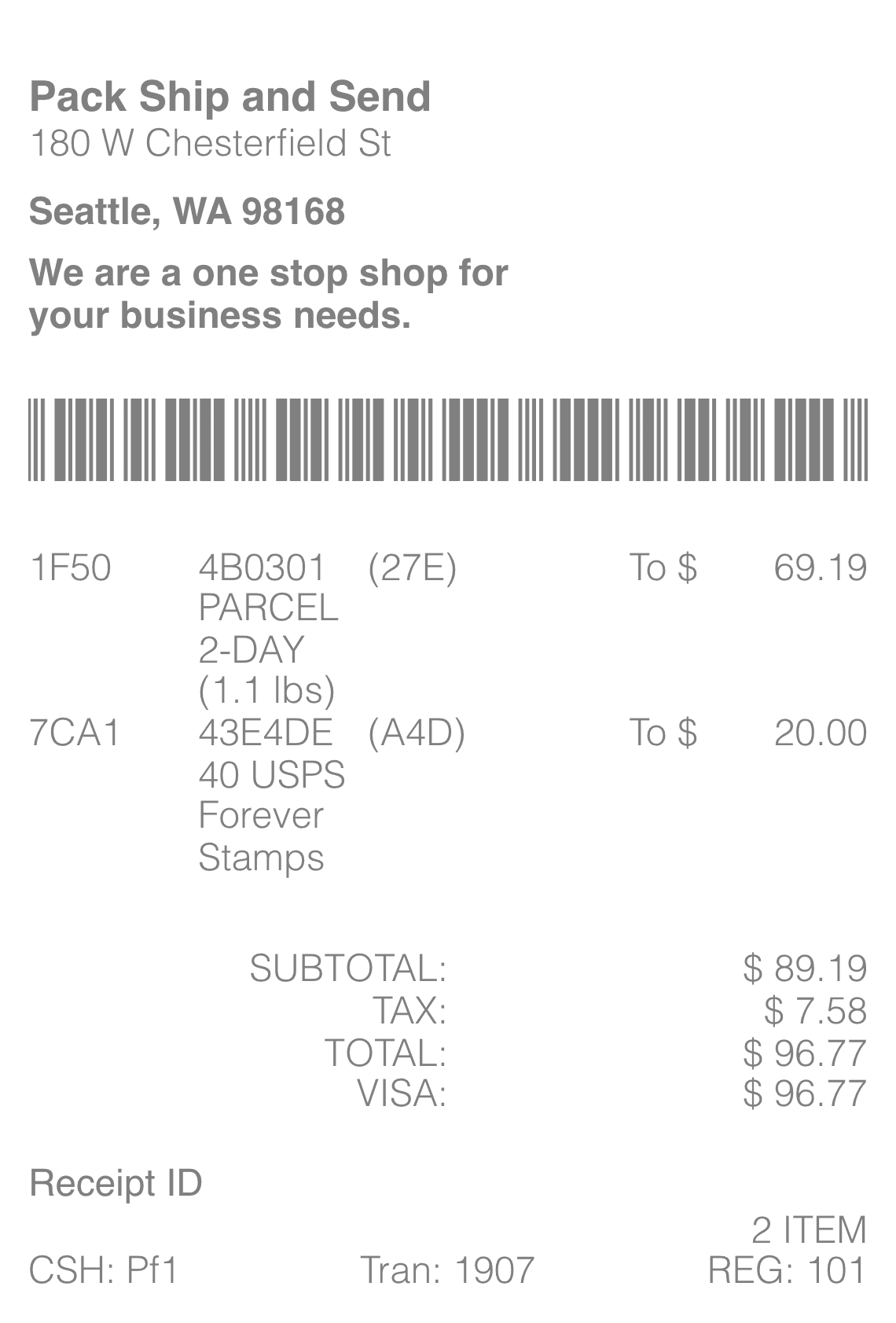 Editable Shipping & Mailing Receipt template preview, free receipt generator
