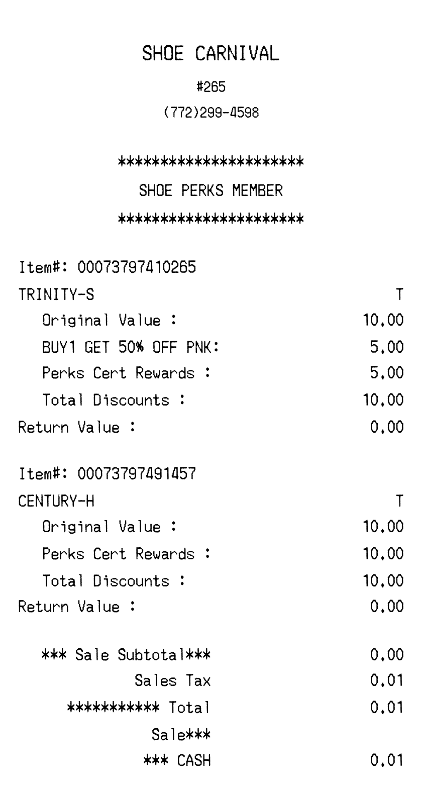Editable Shoe Carnival Receipt template preview, free receipt generator