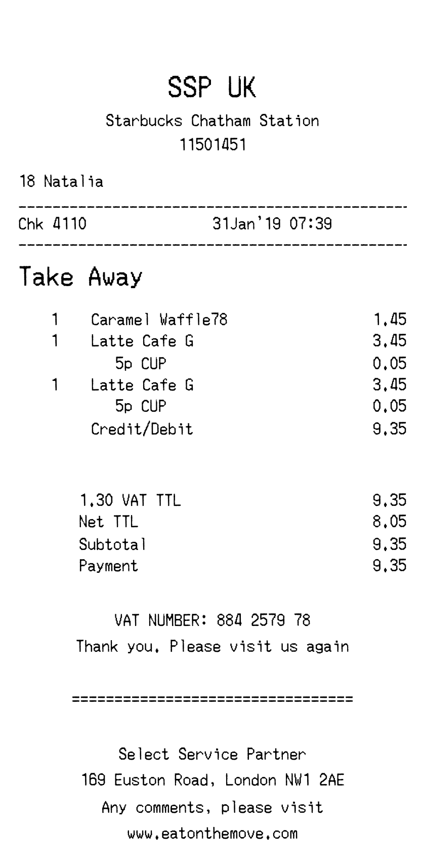 AI-generated Starbucks coffee shop receipt