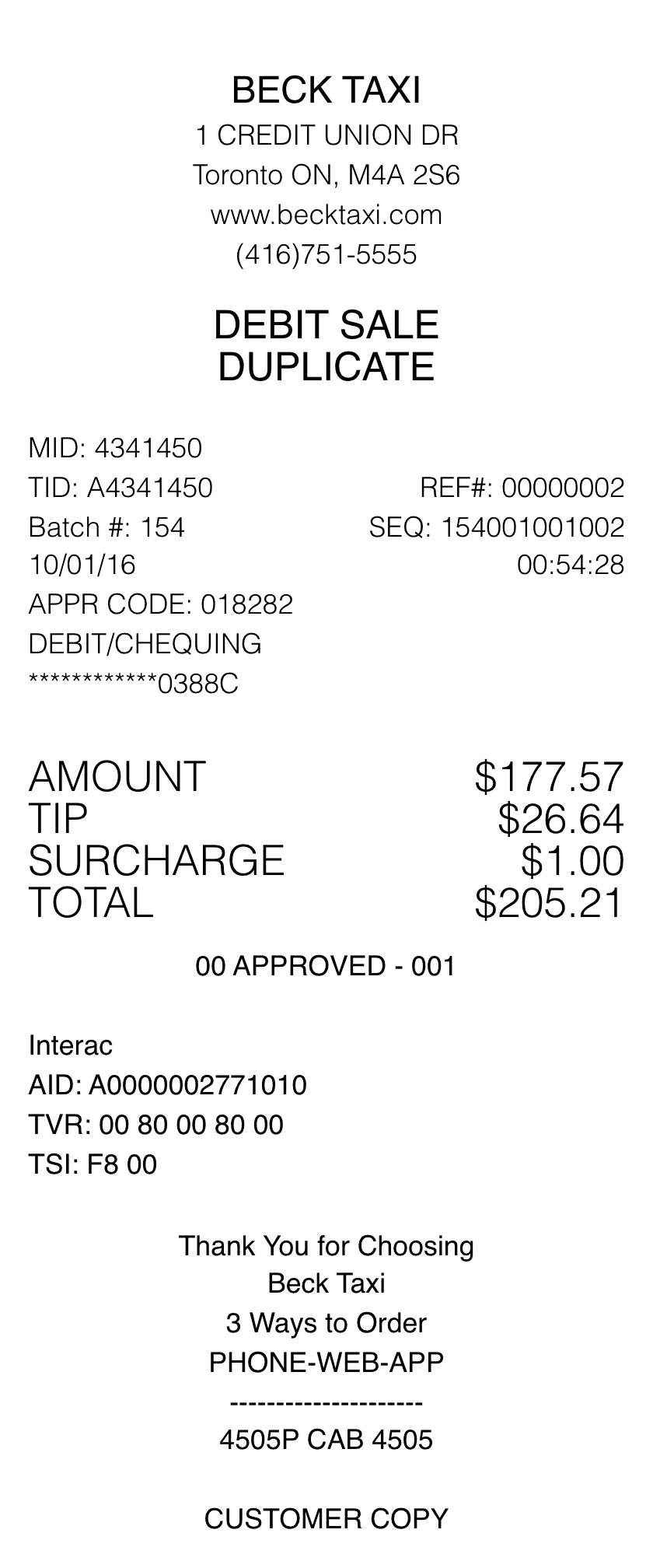 Editable Taxi Receipt template preview, free receipt generator