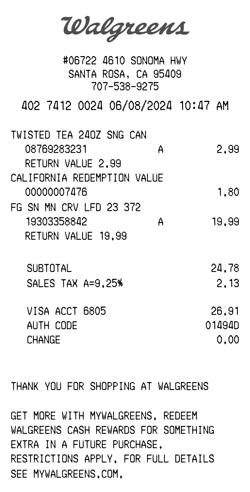 Editable Walgreens template preview, free receipt generator