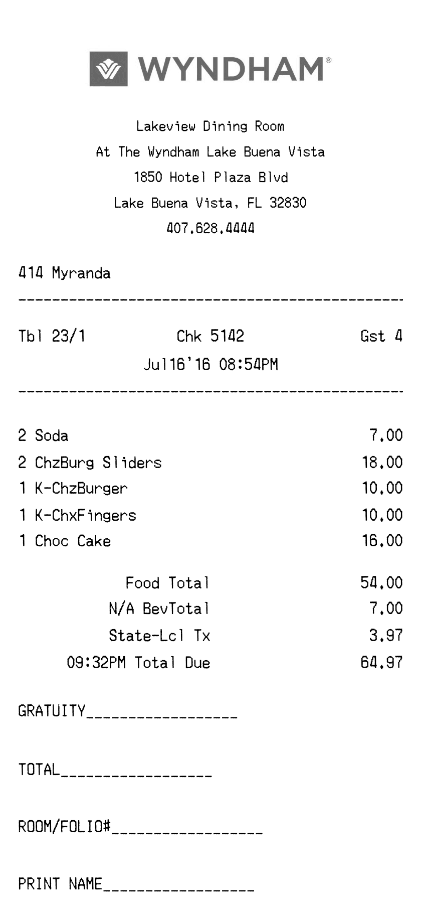 Editable Wyndham Hotel Receipt template preview, free receipt generator